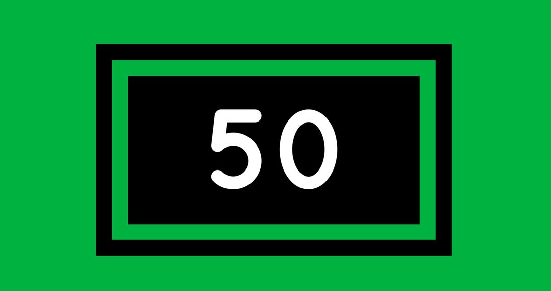 Number 50 Inside Black Frame on Green Background