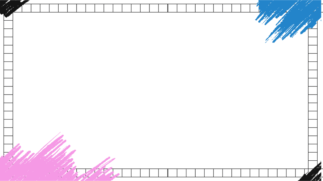 Modern Geometric Frame with Pink Blue Brush Strokes Transparent Background