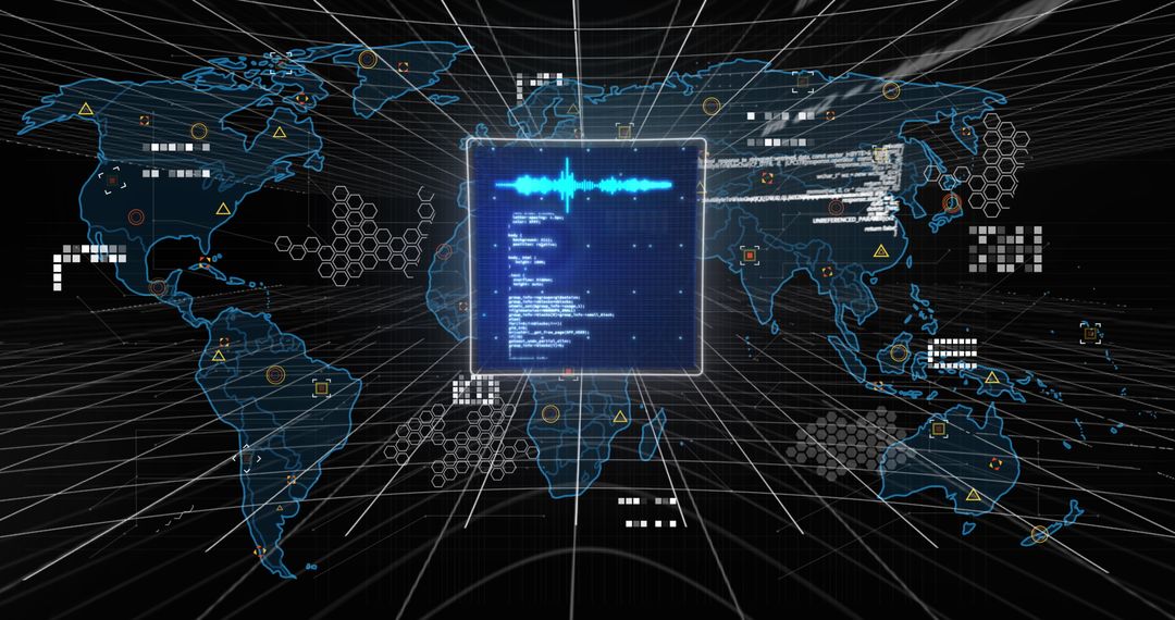 Digital Data Streams on Global World Map