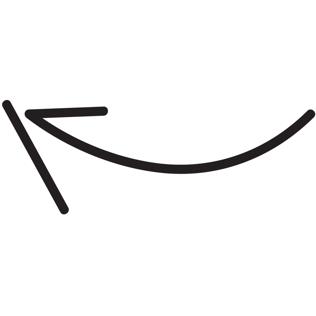 Curved Black Arrow on Transparent Background Isolated