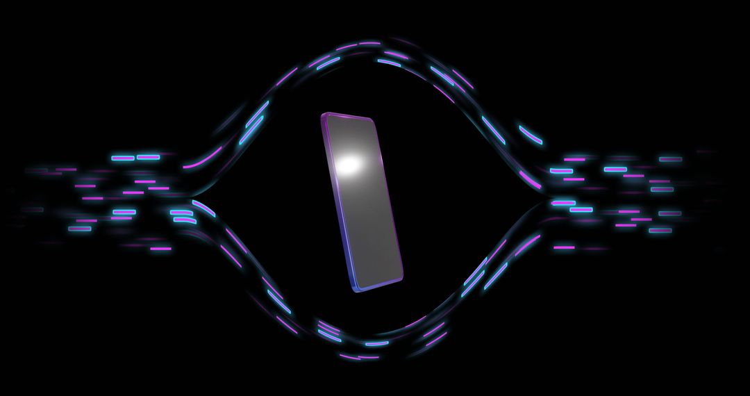 Smartphone Surrounded by Neon Light Trails Indicating Connectivity