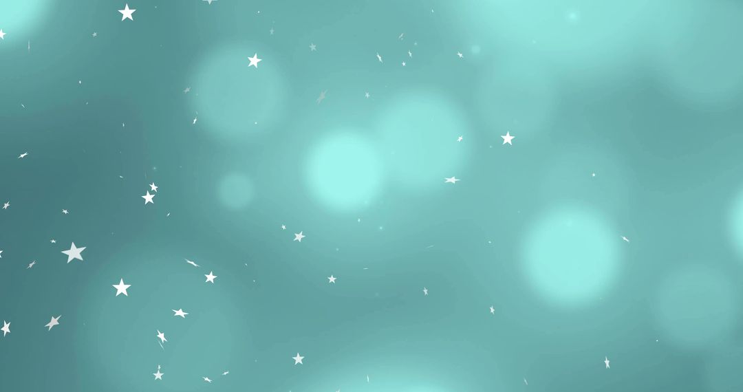 Turquoise Cosmic Abstract Background with Stars and Bokeh Lights