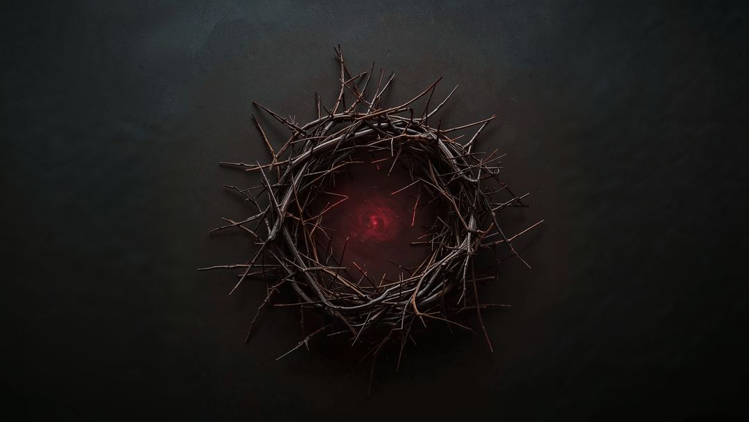 Glowing Crown of Thorns on Dark Background with Red Illumination