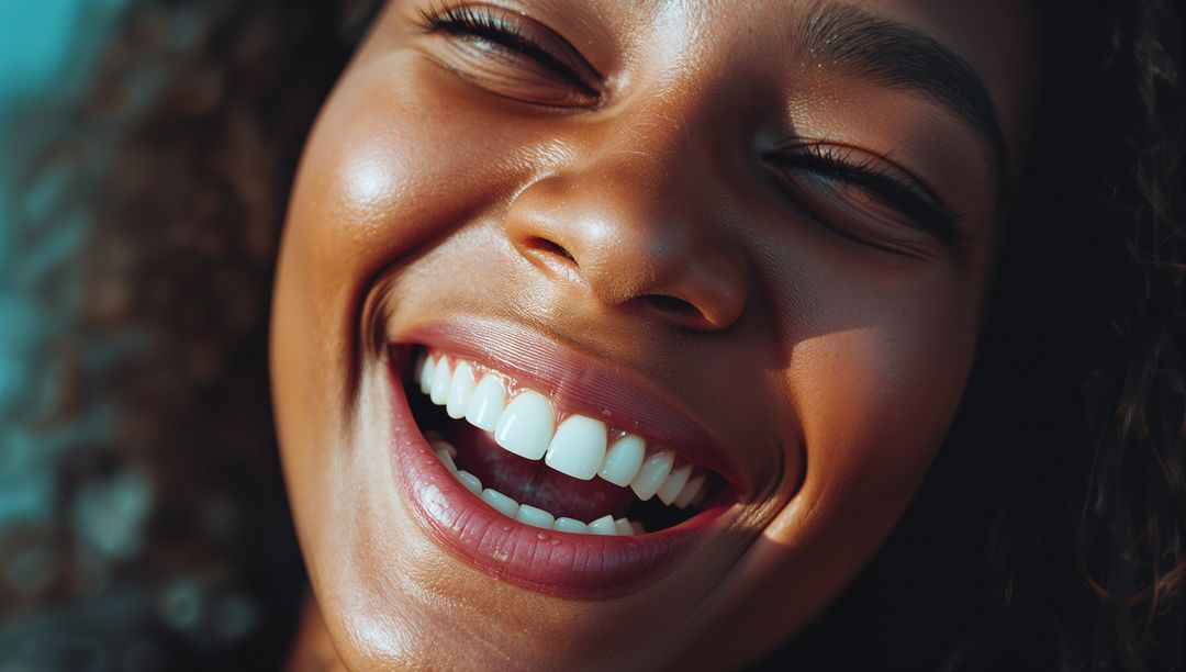Radiant Woman Expressing Joy and Confidence with Glowing Skin