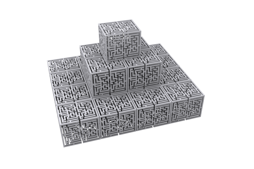 geometric white cubes on transparent background with maze patterns - Download Free Stock Images Pikwizard.com
