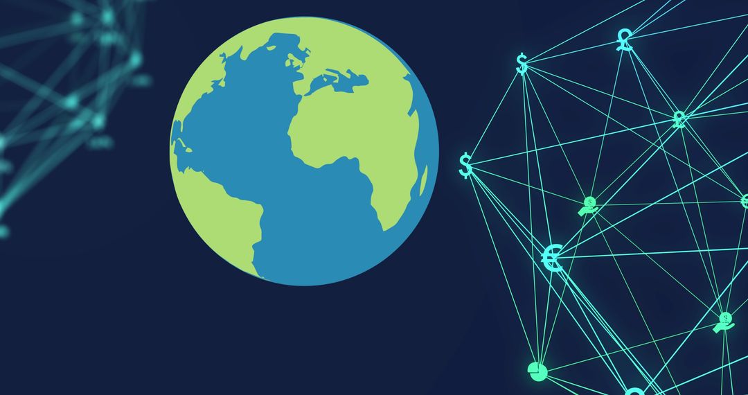 Global Business Network Connection with Digital Icons