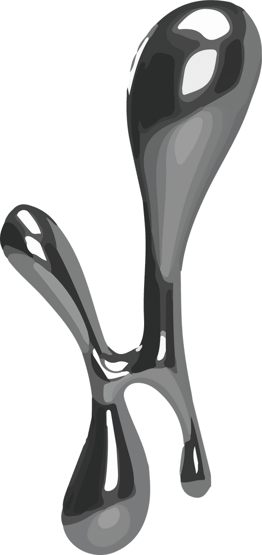 Metallic Droplet Shape with Reflective Gray Gradients on Transparent