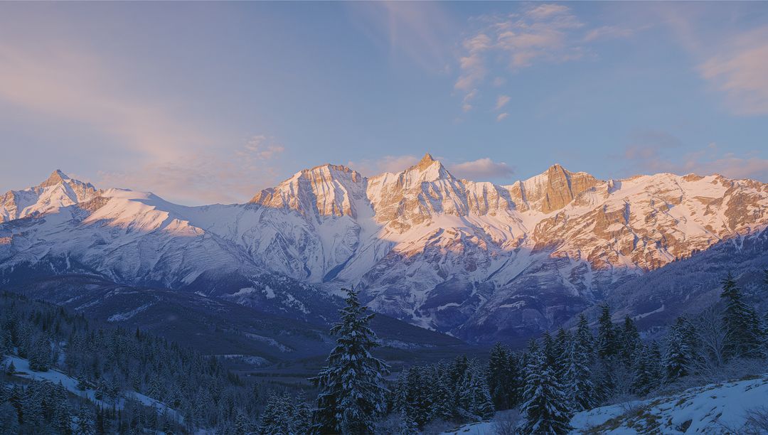 Majestic Snow-Capped Alpine Peaks at Dawn