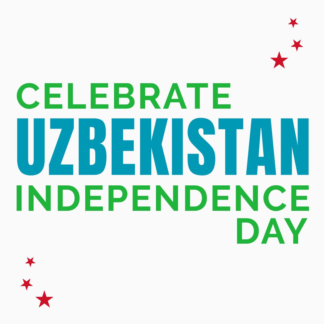 Celebrate Uzbekistan Independence Day with Patriotic Text and Stars