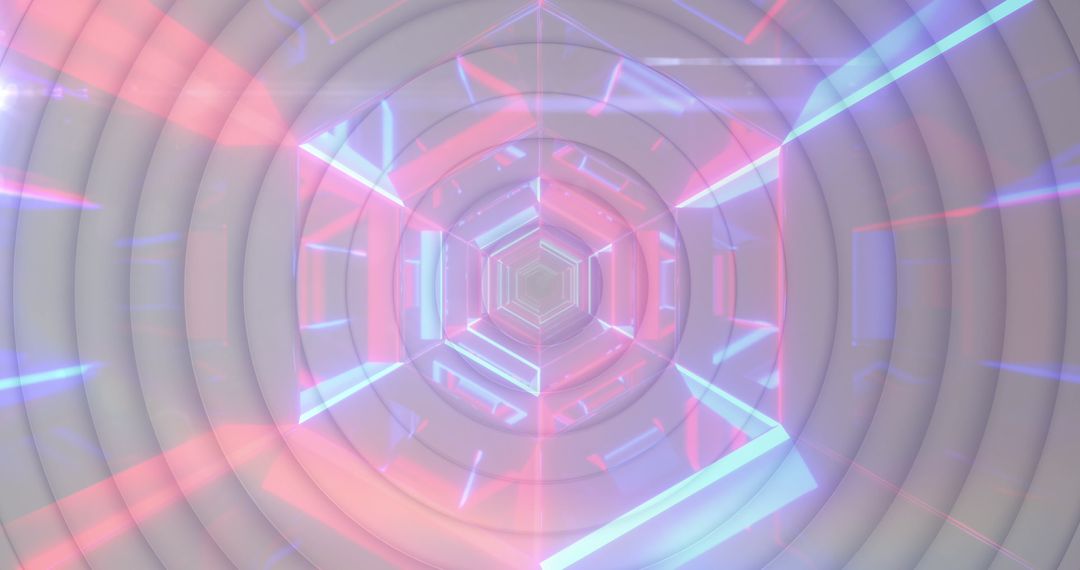 Futuristic Neon Tunnel with Circular Echoes