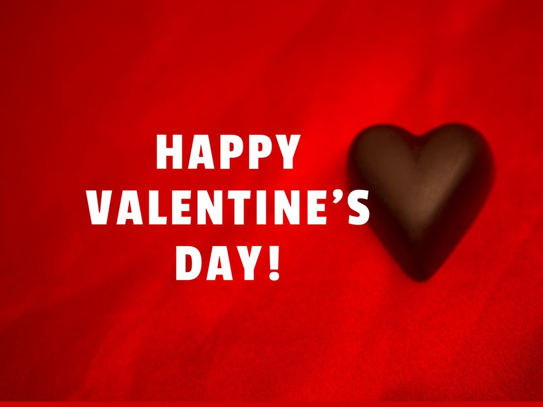 Romantic Chocolate Heart on Red with Happy Valentine’s Day Message