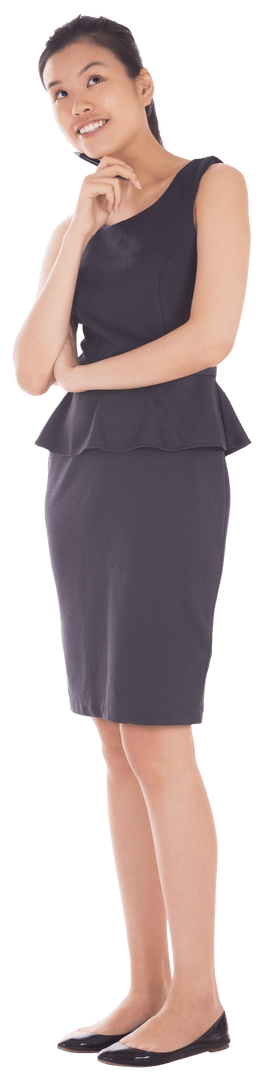 Transparent Image of Asian Businesswoman in Thoughtful Pose