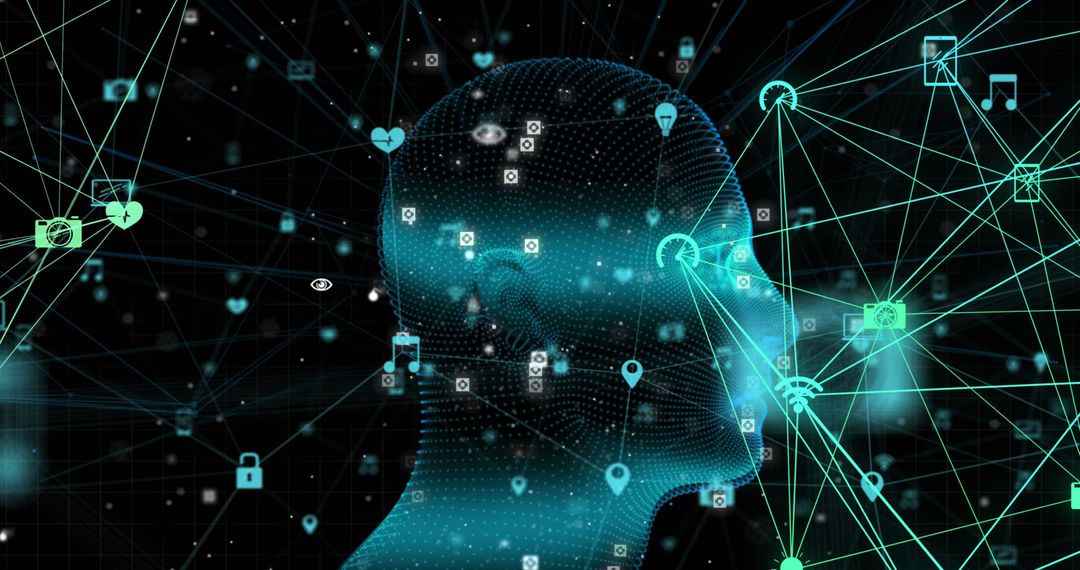 Digital Interface Human Head with Network Connections