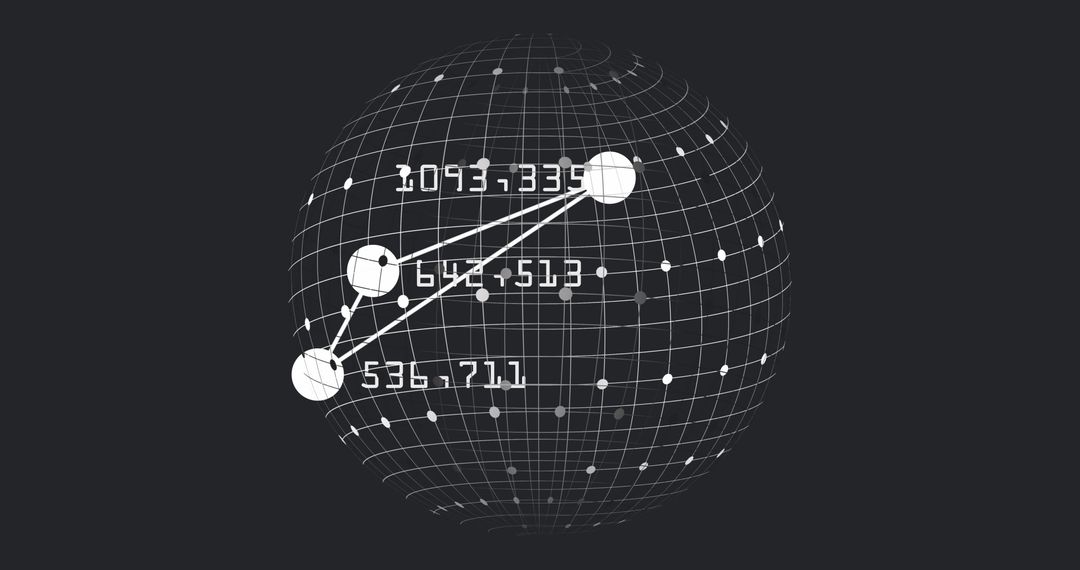 3D Globe with Triangular Grid Nodes and Connected Data Points