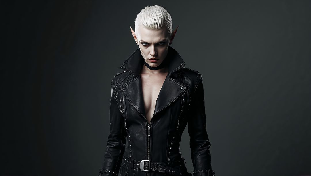 Intense Fantasy Elf in Studded Leather Gothic Attire