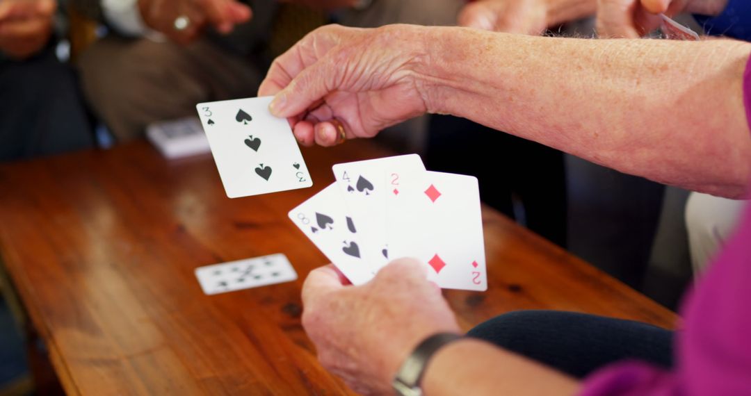 Seniors Engaging Card Game Gathering Elderly Leisure
