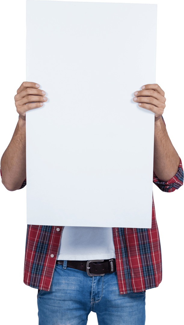 Person Holding Transparent Blank Poster