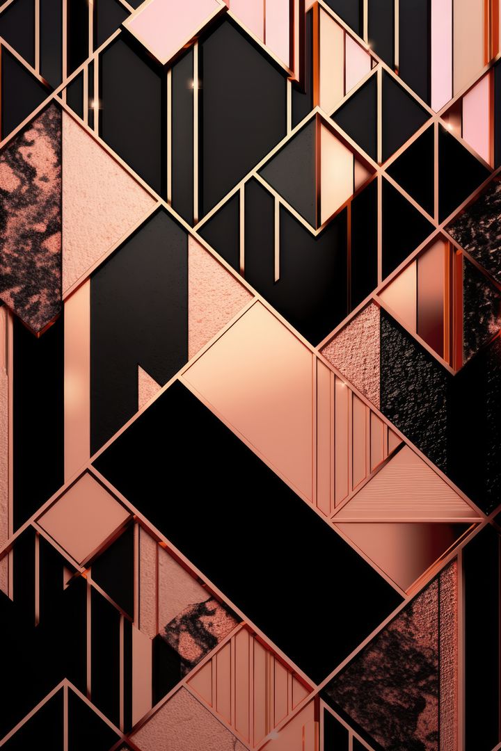 Shiny rose gold and black angular tiles, created using generative ai technology - Free Images, Stock Photos and Pictures on Pikwizard.com