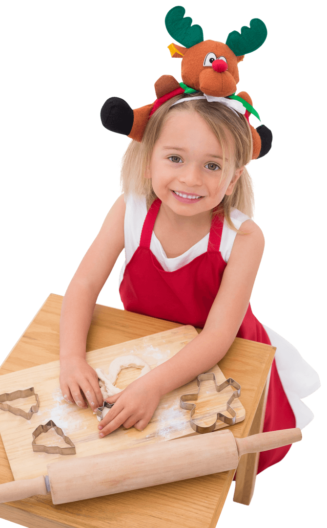 Transparent Background of Girl Baking Christmas Cookies
