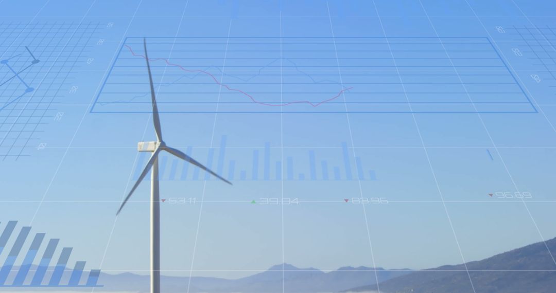 Digital Interface with Wind Turbine Overlay and Charts