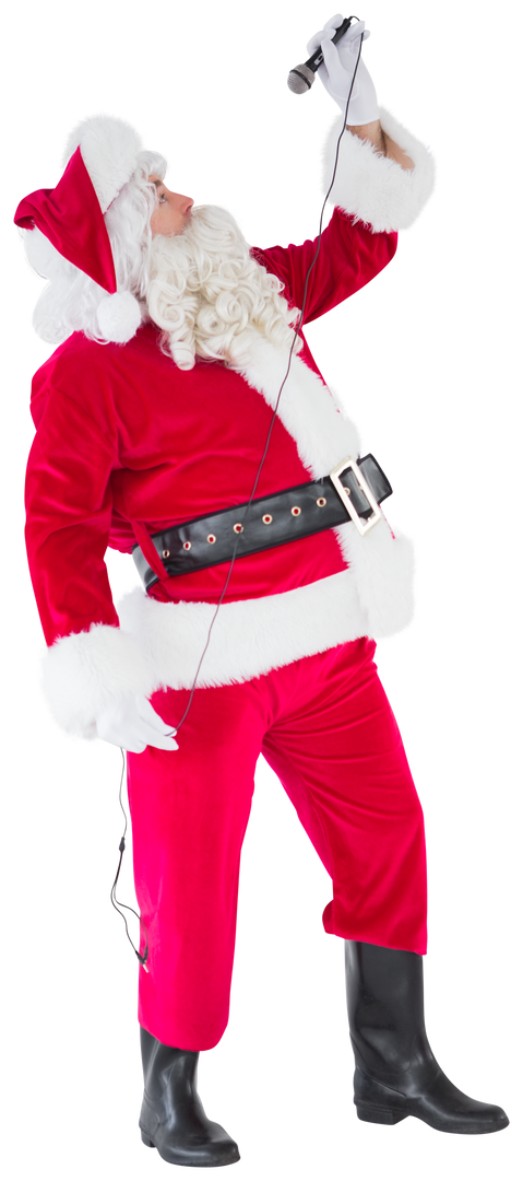 Transparent Santa Claus Singing Christmas Song with Microphone - Download Free Stock Images Pikwizard.com