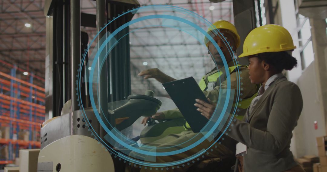 Warehouse Collaboration: Forklift Operator Strategizing with Supervisor