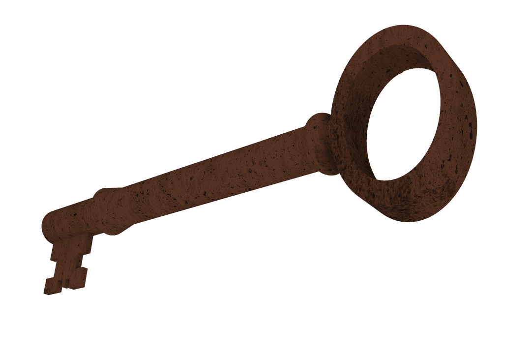 Brown Rusted Key Transparent PNG Isolated