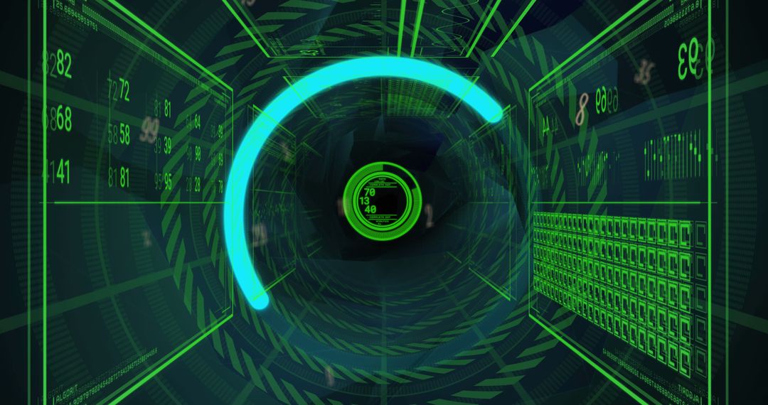 Futuristic Digital Data Interface with Geometric Shapes