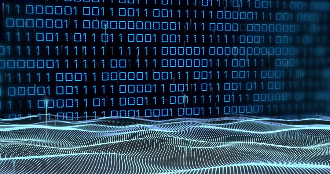 Binary Code and Digital Waves Representing Data Processing - Free Images, Stock Photos and Pictures on Pikwizard.com