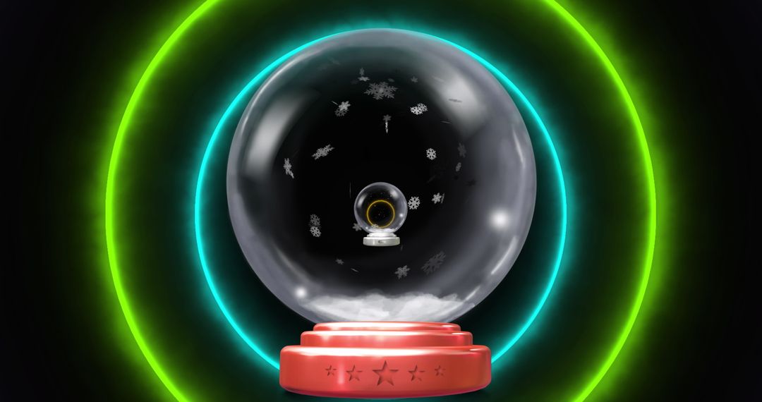 Illuminated Christmas Snow Globe with Neon Circles