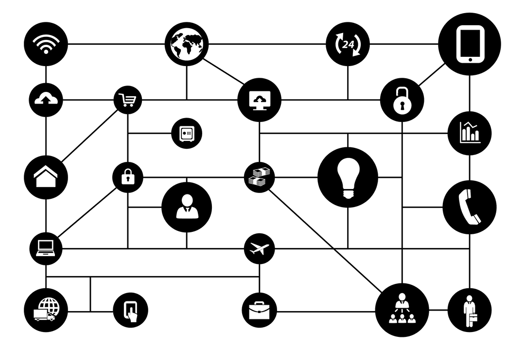 Transparent Network Connections Illustration on Dark Backdrop