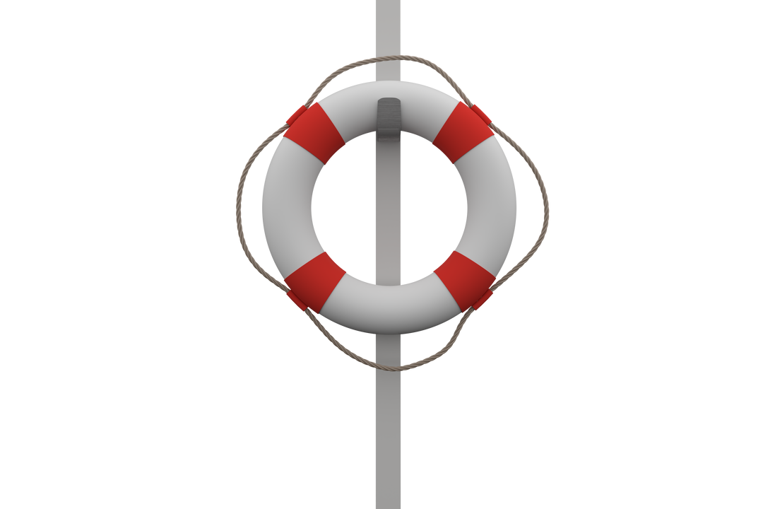 Transparent Lifebuoy with Orange Sections and Rope on Pole - Download Free Stock Images Pikwizard.com