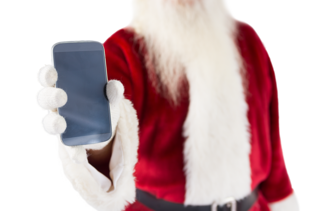 Santa Claus Showing Transparent Smartphone In White Gloves - Download Free Stock Images Pikwizard.com