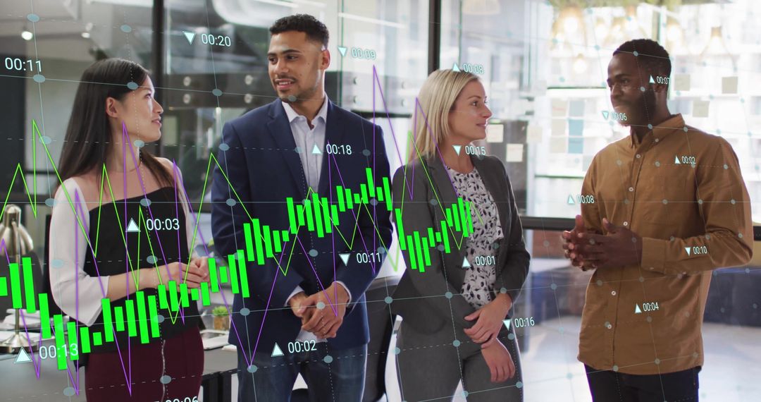 Diverse Business Team Examining Financial Data Trends