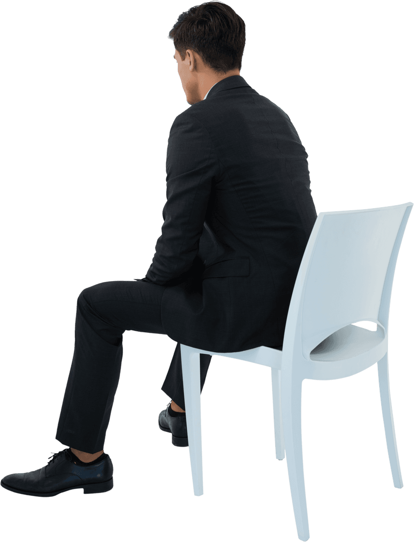 Transparent View of Businessman Sitting on Chair in Office Attire