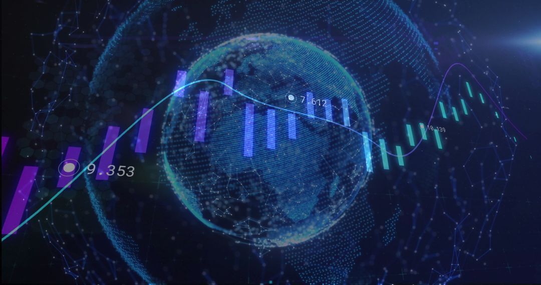 Futuristic Globe with Data Analytics Interface Visualization