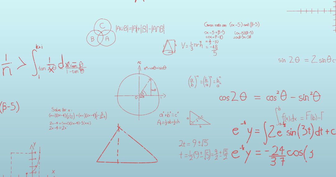Digital Handwritten Mathematical Formulas on Gradient Background