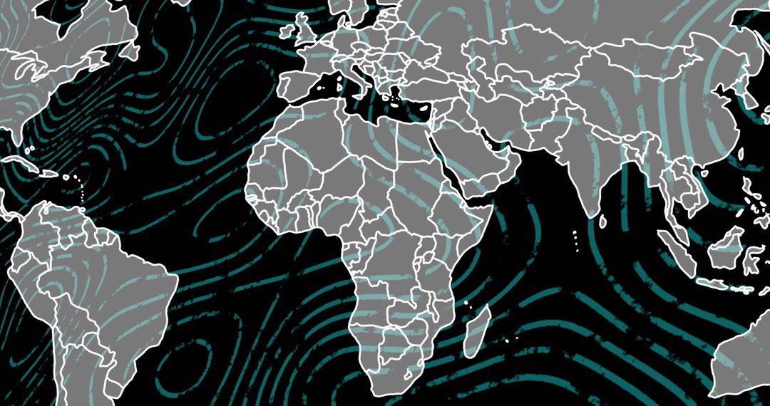 Abstract Global Map with Holographic Circular Patterns