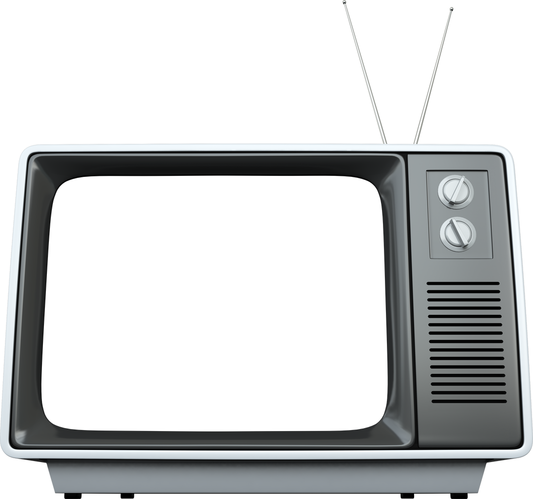 Vintage Retro Transparent Television with Tuning Knobs and Twin Antennas - Download Free Stock Images Pikwizard.com