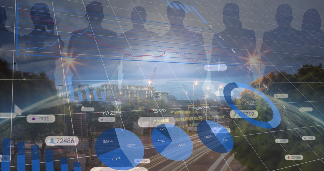 Futuristic Digital World: Social Media and Data Visualization Concept