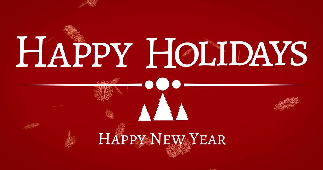 Festive Holiday Greeting Card with Snowflakes on Red Background