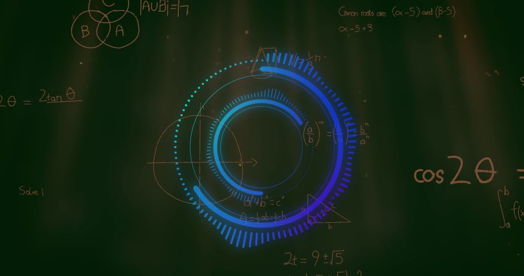 Digital Interface with Abstract Mathematical Equations and Themeless Vector Graphics