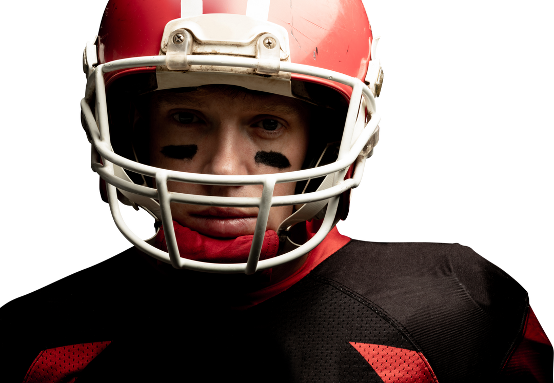 Close-Up of Determined American Football Player in Helmet on Transparent Background - Download Free Stock Images Pikwizard.com