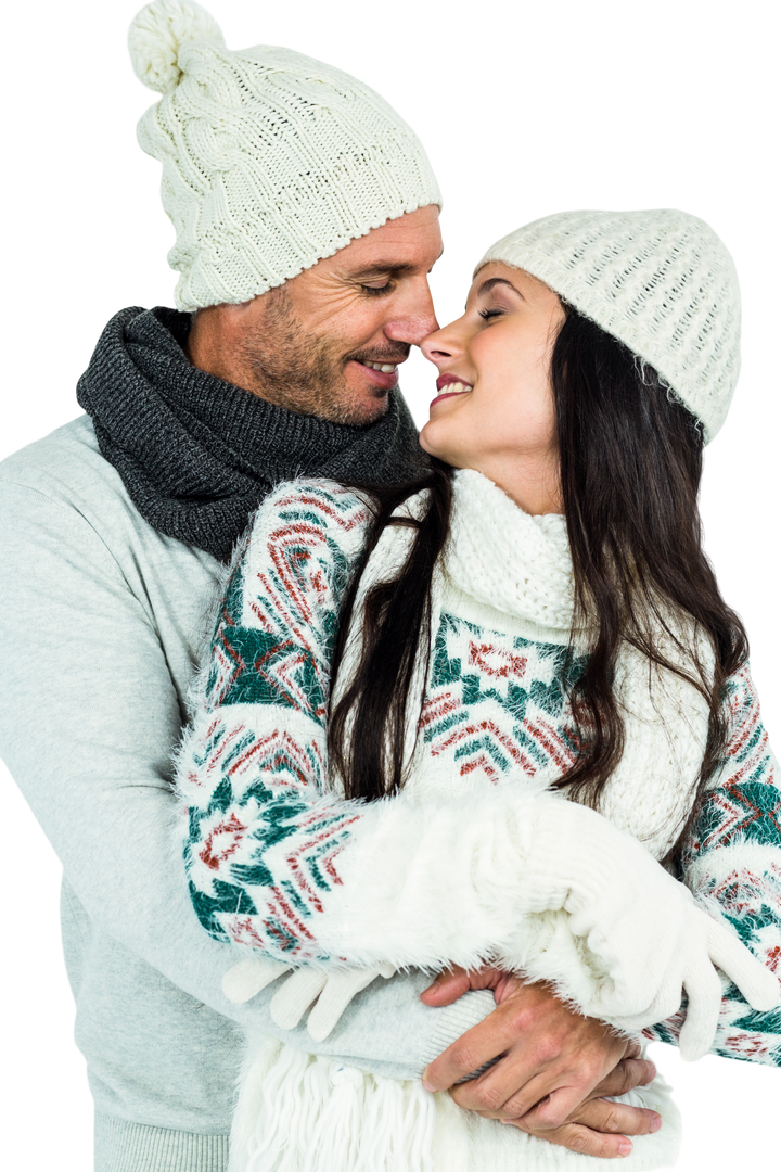 Loving Winter Couple Hugging on Transparent Background - Download Free Stock Images Pikwizard.com