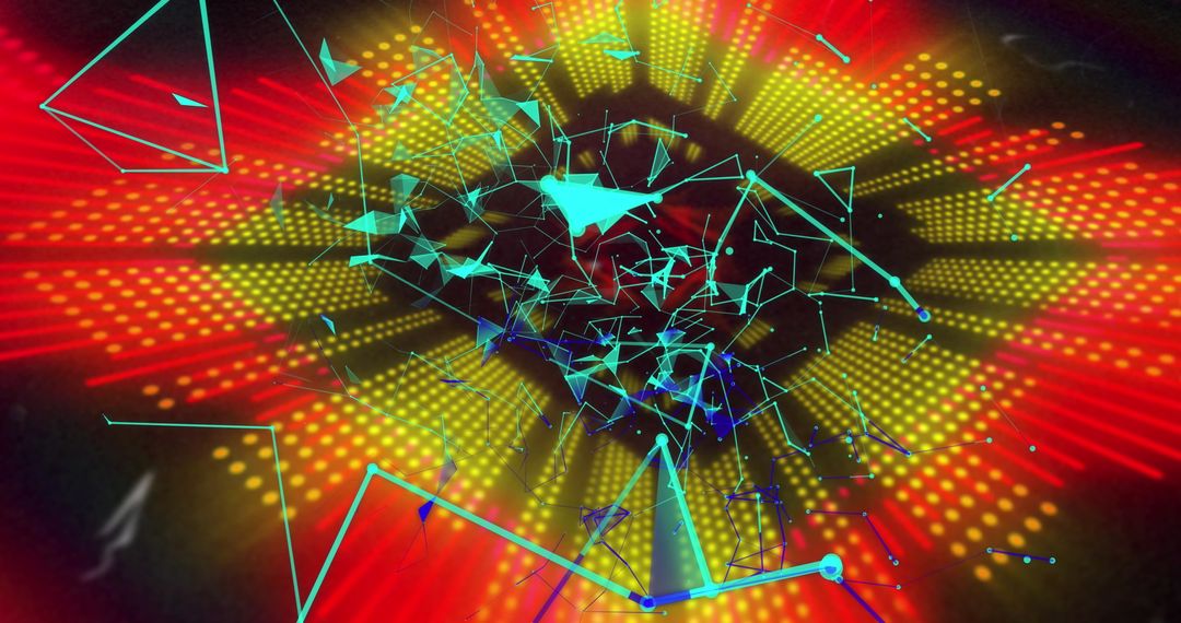 Abstract Digital Network on Radiant Neon Background
