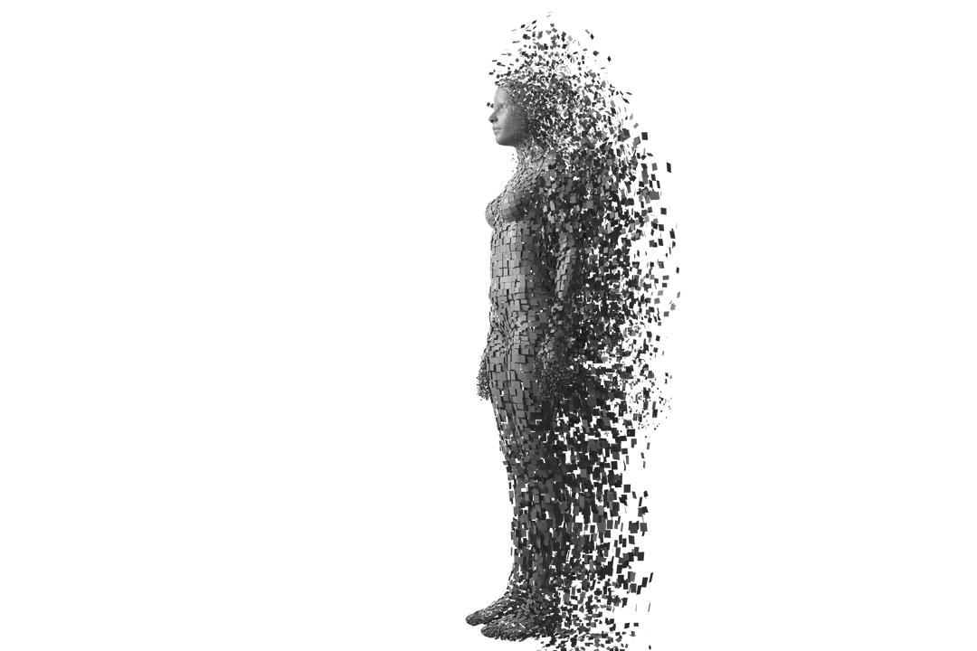 Digital Human Model Disintegrating Effect on Transparent Background