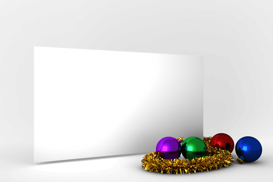 Christmas Baubles and Tinsel Wreath on Transparent Background