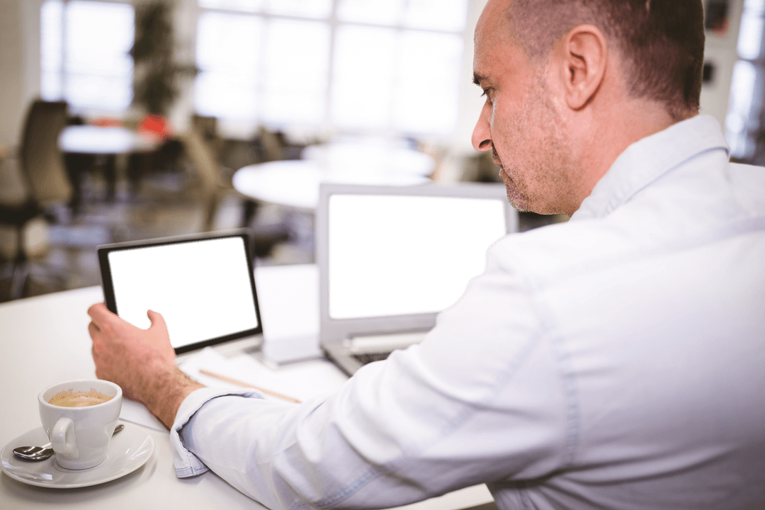 Transparent Technology Use Modern Office Setting