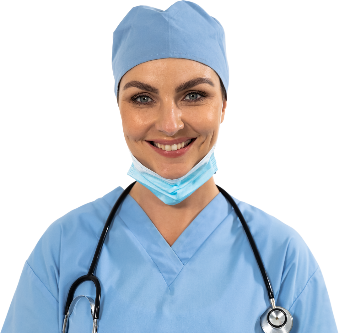 Smiling Female Nurse in Scrubs with Stethoscope and Transparent Background - Download Free Stock Images Pikwizard.com