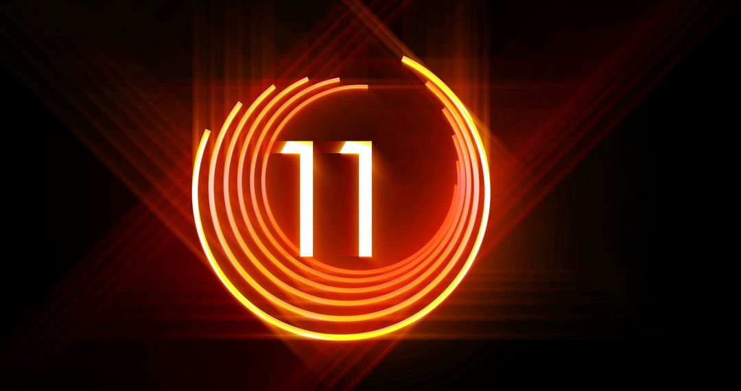 Glowing Neon Number 11 with Circular Motion Light Effects - Free Images, Stock Photos and Pictures on Pikwizard.com